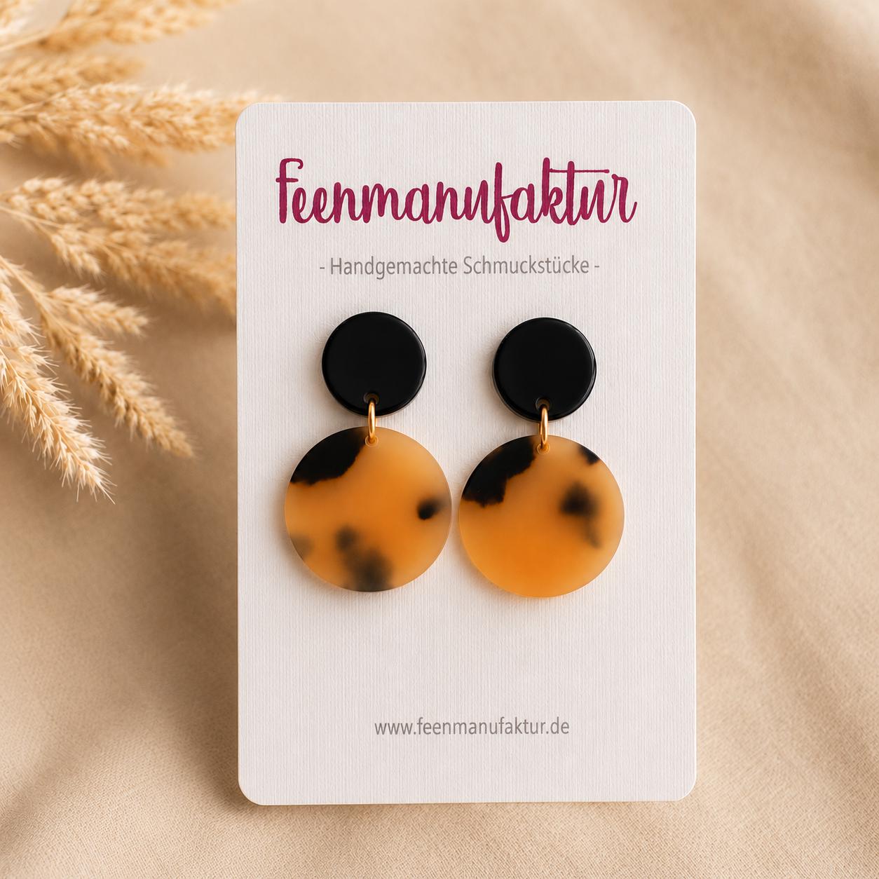 Ohrringe Milla mit Leopardenmuster – Statement Ohrringe Damen handgemacht, Edelstahl Ohrstecker, leichte Resin Ohrringe