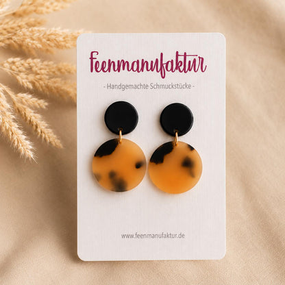 Ohrringe Milla mit Leopardenmuster – Statement Ohrringe Damen handgemacht, Edelstahl Ohrstecker, leichte Resin Ohrringe