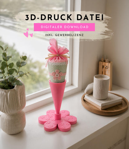 3MF | 3D Druckdatei Schultütenhalter mit Gewinde | STL Datei skalierbar | Einschulung Deko | 2 Varianten inkl. Gewerbelizenz