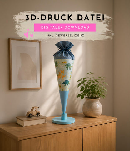 3MF | 3D Druckdatei Schultütenhalter Ständer modern | STL Datei | Einschulung Deko | inkl. Gewerbelizenz - Kinder Schulkind