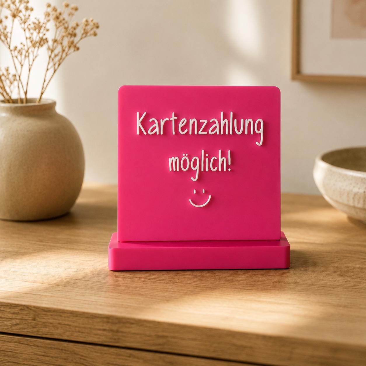 3MF | 3D Druckdatei "Kartenzahlung möglich" Aufsteller STL mit Gewerbelizenz für Märkte, Shops und Verkaufsstände