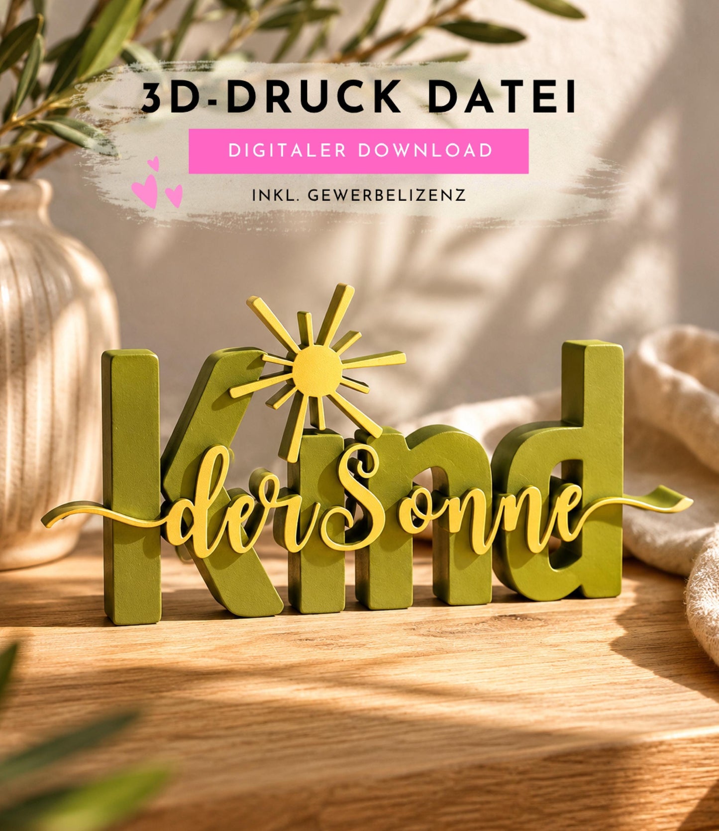 Kind der Sonne STL Datei & 3MF | 3D Druck Schriftzug für Kinderzimmer | Dekoration | Bambu Lab kompatibel | kommerzielle Nutzung