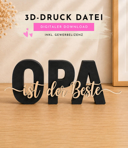 3MF | 3D Druckdatei Opa ist der Beste – Vatertag Deko mit kommerzieller Nutzung