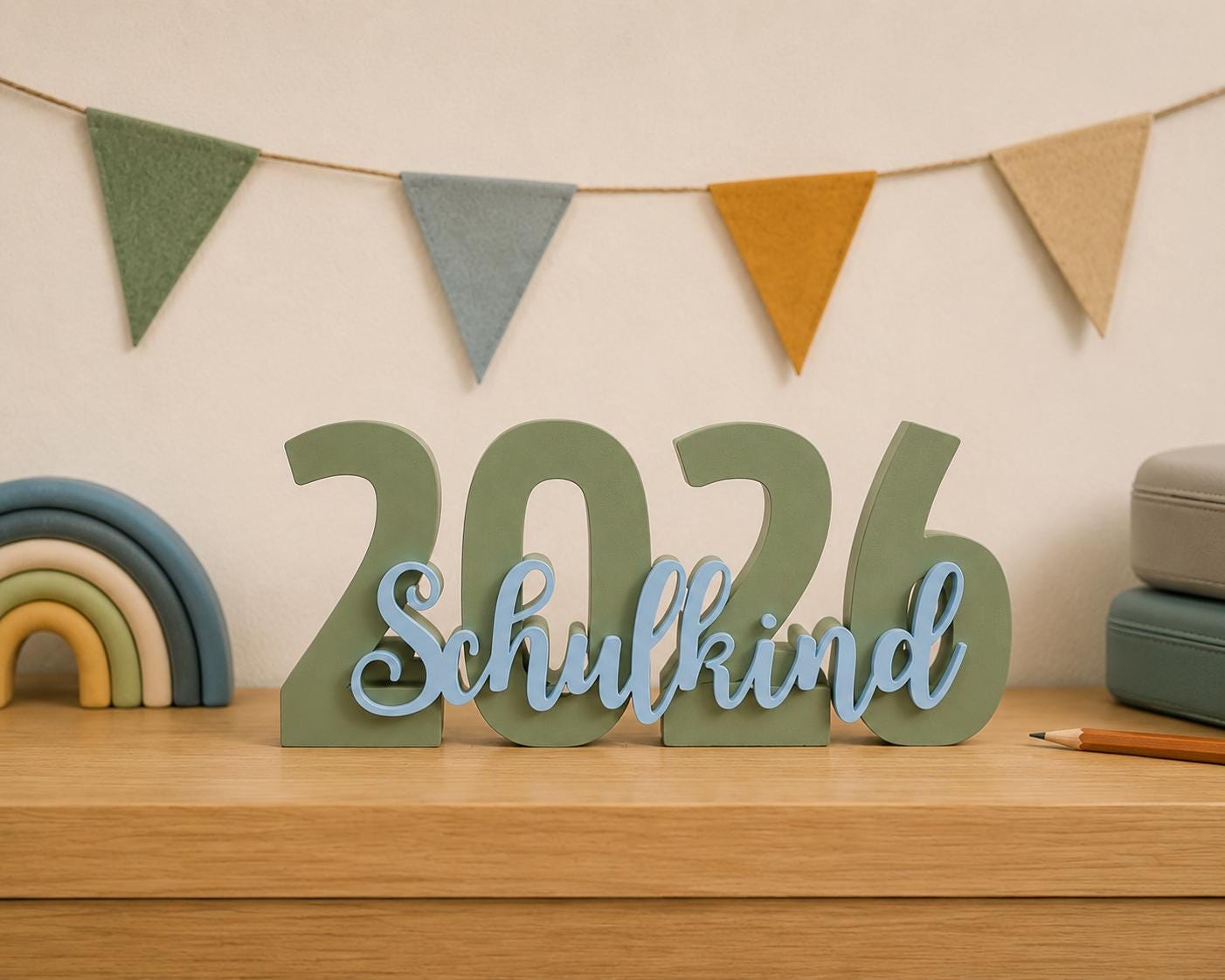 3MF | 3D Druckdatei Schulkind 2026 STL Datei | Deko zur Einschulung für Mädchen & Jungen | Digital Download inkl. Gewerbelizenz