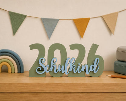 3MF | 3D Druckdatei Schulkind 2026 STL Datei | Deko zur Einschulung für Mädchen & Jungen | Digital Download inkl. Gewerbelizenz