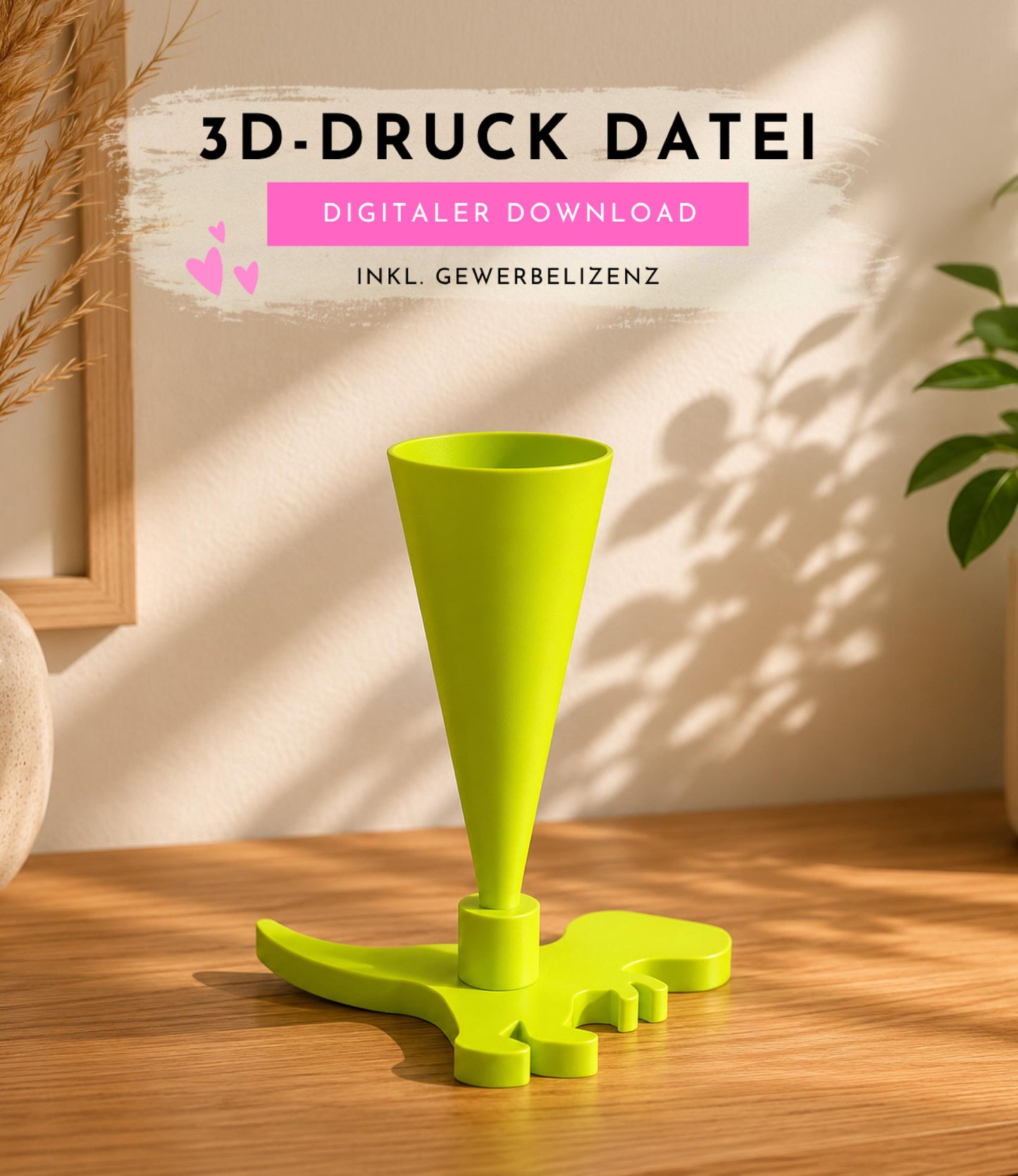 3MF | 3D Druckdatei Schultütenhalter Dinosaurier | STL Datei | Einschulung Deko | inkl. Gewerbelizenz - Schultütenständer Kinder Schulkind