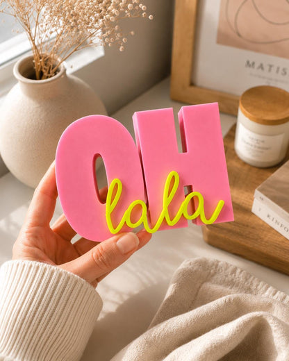 OH LALA - 3D Druckdatei STL zum Selberdrucken | Deko Schriftzug für moderne Einrichtung | inkl. unbegrenzter Gewerbelizenz