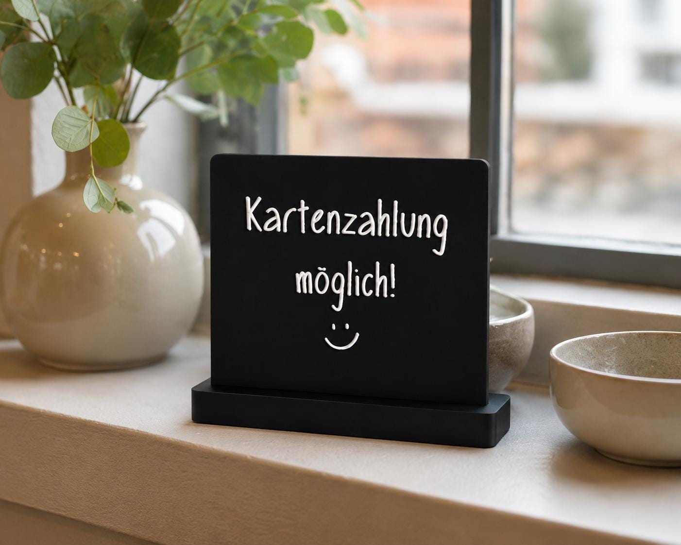 3MF | 3D Druckdatei "Kartenzahlung möglich" Aufsteller STL mit Gewerbelizenz für Märkte, Shops und Verkaufsstände