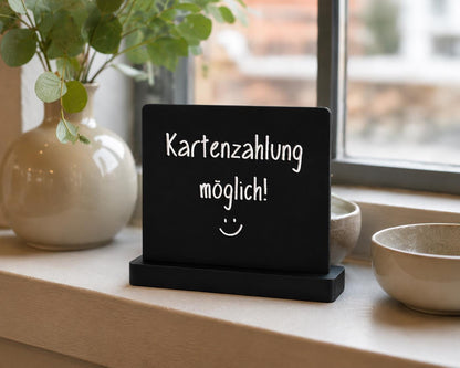 3MF | 3D Druckdatei "Kartenzahlung möglich" Aufsteller STL mit Gewerbelizenz für Märkte, Shops und Verkaufsstände