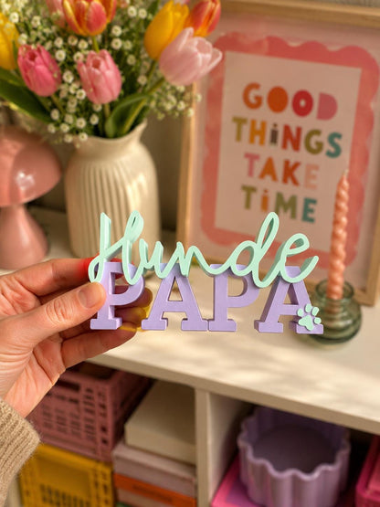 Hundepapa STL Datei | 3D Druck Schriftzug mit Pfote | Hundehalter Geschenk | Dog Dad Pfoten Deko | inkl. unbegrenzter Gewerbelizenz