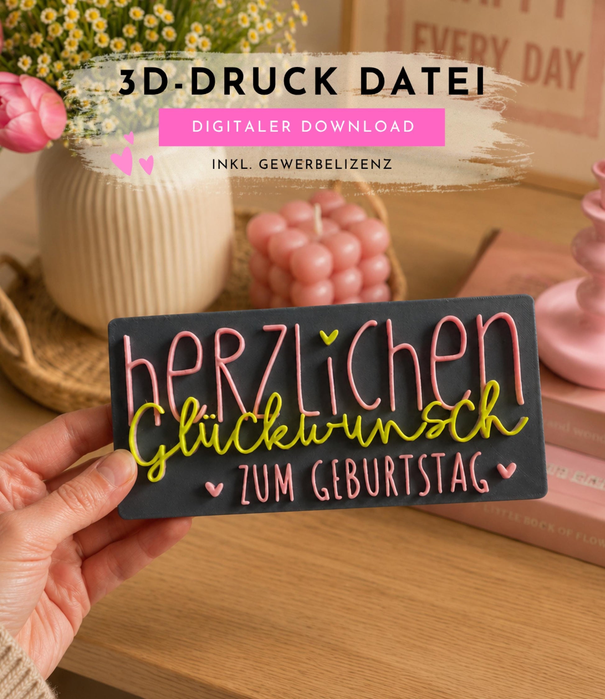 3D Datei Herzlichen Glückwunsch zum Geburtstag STL & 3MF Datei | Geburtstagsgeschenk 3D Druck | inkl. unbegrenzter Gewerbelizenz