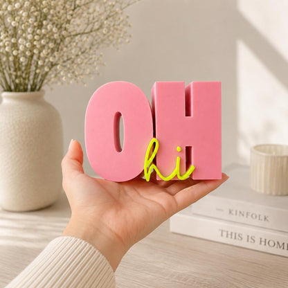 OH HI - 3D Druckdatei STL zum Selberdrucken | Deko Schriftzug für moderne Einrichtung | inkl. unbegrenzter Gewerbelizenz