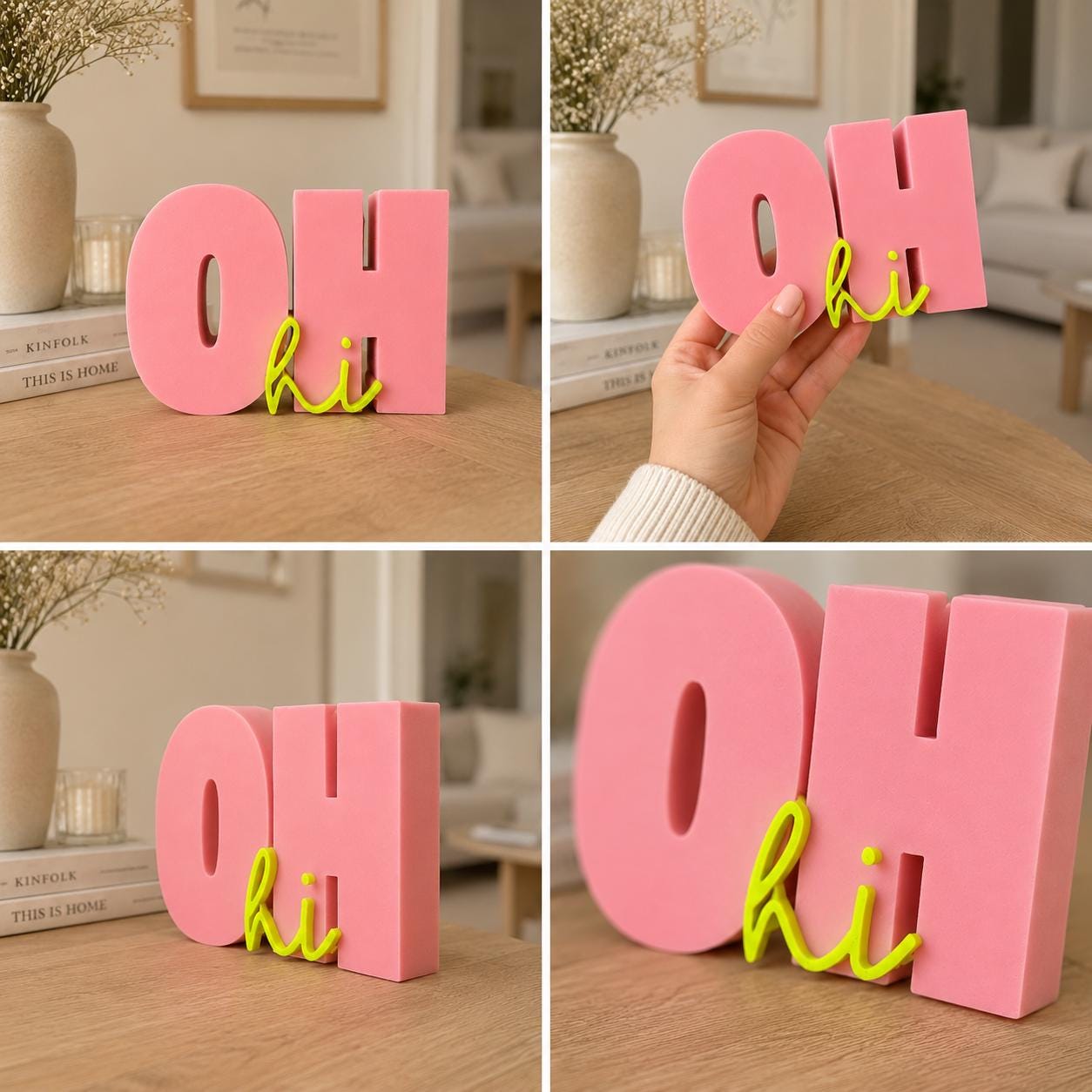 OH HI - 3D Druckdatei STL zum Selberdrucken | Deko Schriftzug für moderne Einrichtung | inkl. unbegrenzter Gewerbelizenz