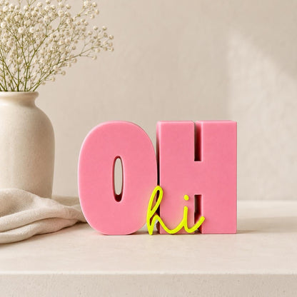 OH HI - 3D Druckdatei STL zum Selberdrucken | Deko Schriftzug für moderne Einrichtung | inkl. unbegrenzter Gewerbelizenz