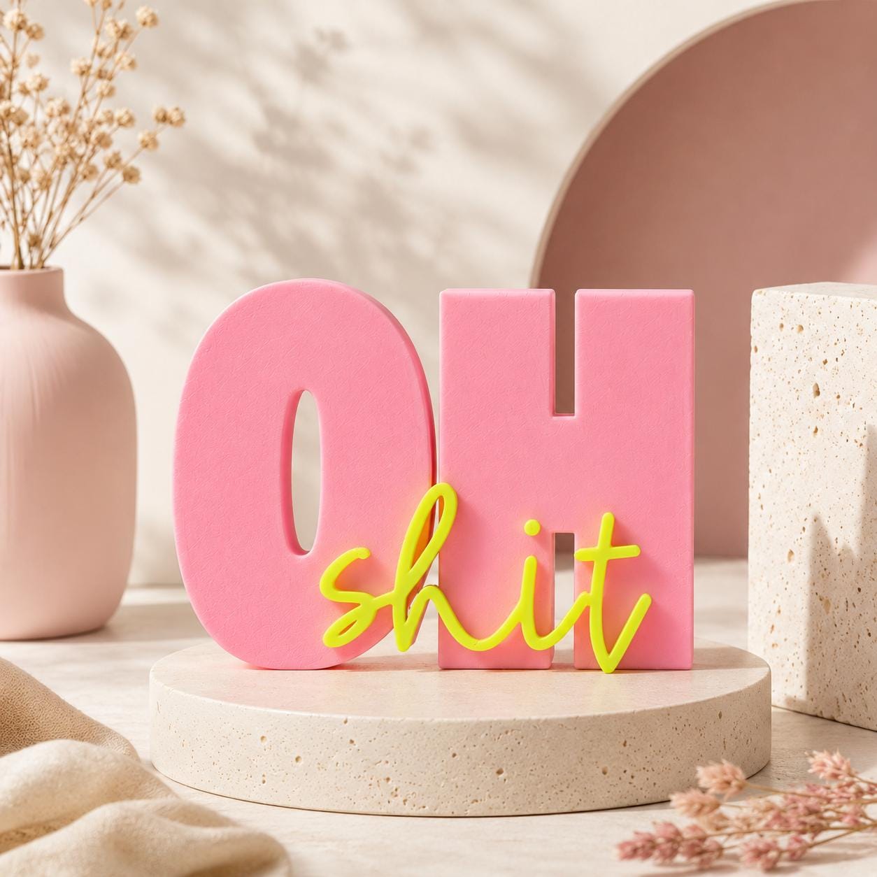OH SHIT - 3D Druckdatei STL zum Selberdrucken | Deko Schriftzug für moderne Einrichtung | inkl. unbegrenzter Gewerbelizenz