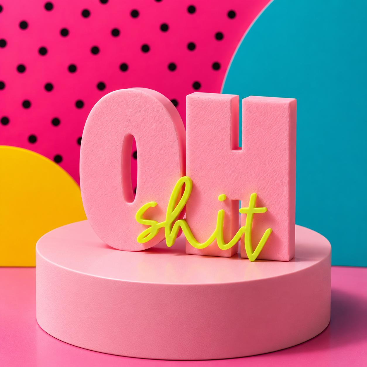 OH SHIT - 3D Druckdatei STL zum Selberdrucken | Deko Schriftzug für moderne Einrichtung | inkl. unbegrenzter Gewerbelizenz