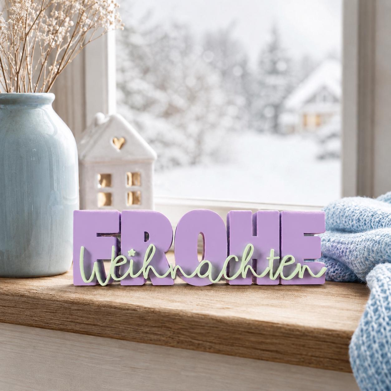 3MF Frohe Weihnachten 3D-Druckdatei STL | Weihnachtsdeko Schriftzug zum Drucken für Weihnachtsmärkte etc. | inkl. unbegrenzter Gewerbelizenz