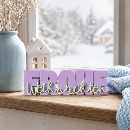 3MF Frohe Weihnachten 3D-Druckdatei STL | Weihnachtsdeko Schriftzug zum Drucken für Weihnachtsmärkte etc. | inkl. unbegrenzter Gewerbelizenz