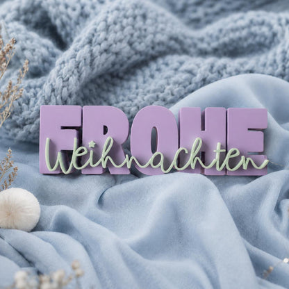 3MF Frohe Weihnachten 3D-Druckdatei STL | Weihnachtsdeko Schriftzug zum Drucken für Weihnachtsmärkte etc. | inkl. unbegrenzter Gewerbelizenz