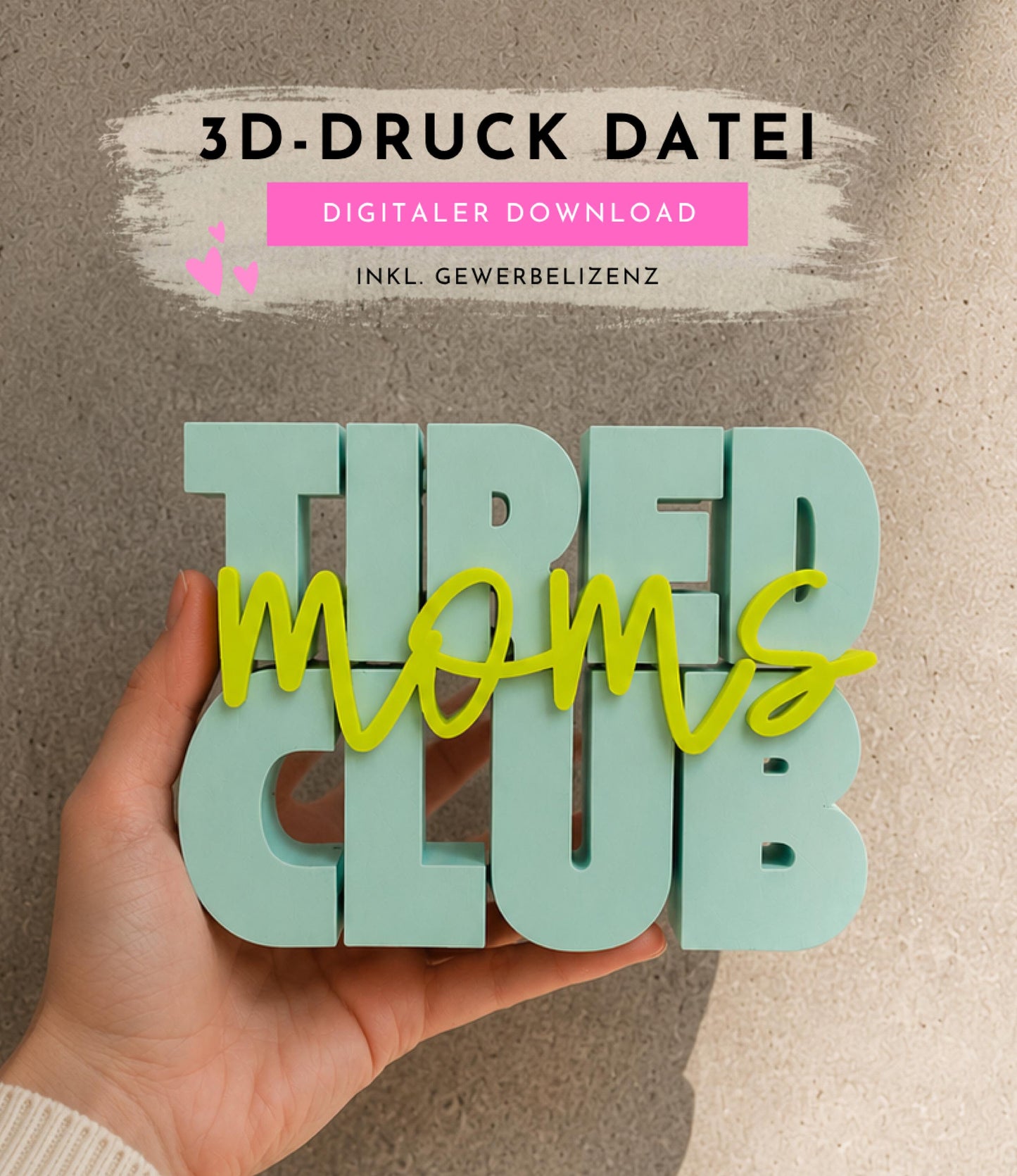 Tired Moms Club STL Datei | 3D Druckdatei mit unbegrenzter kommerzieller Nutzung | Mama Deko | Mom Life | Digital Download STL