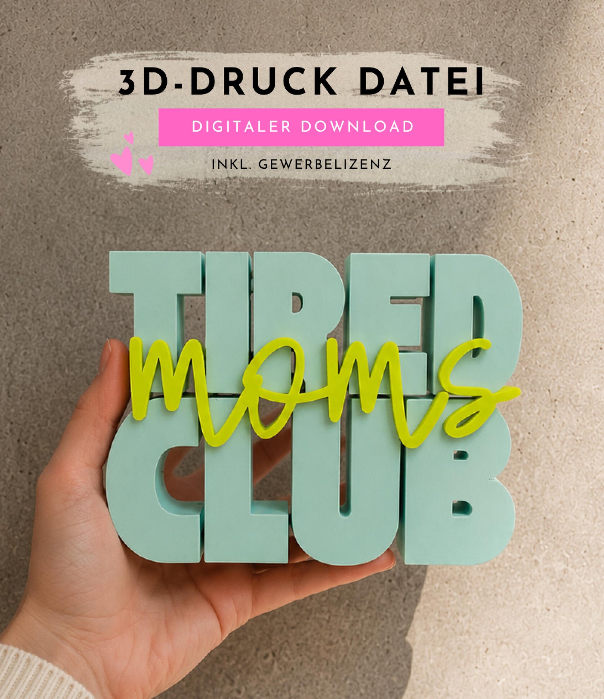 Tired Moms Club STL Datei | 3D Druckdatei mit unbegrenzter kommerzieller Nutzung | Mama Deko | Mom Life | Digital Download STL