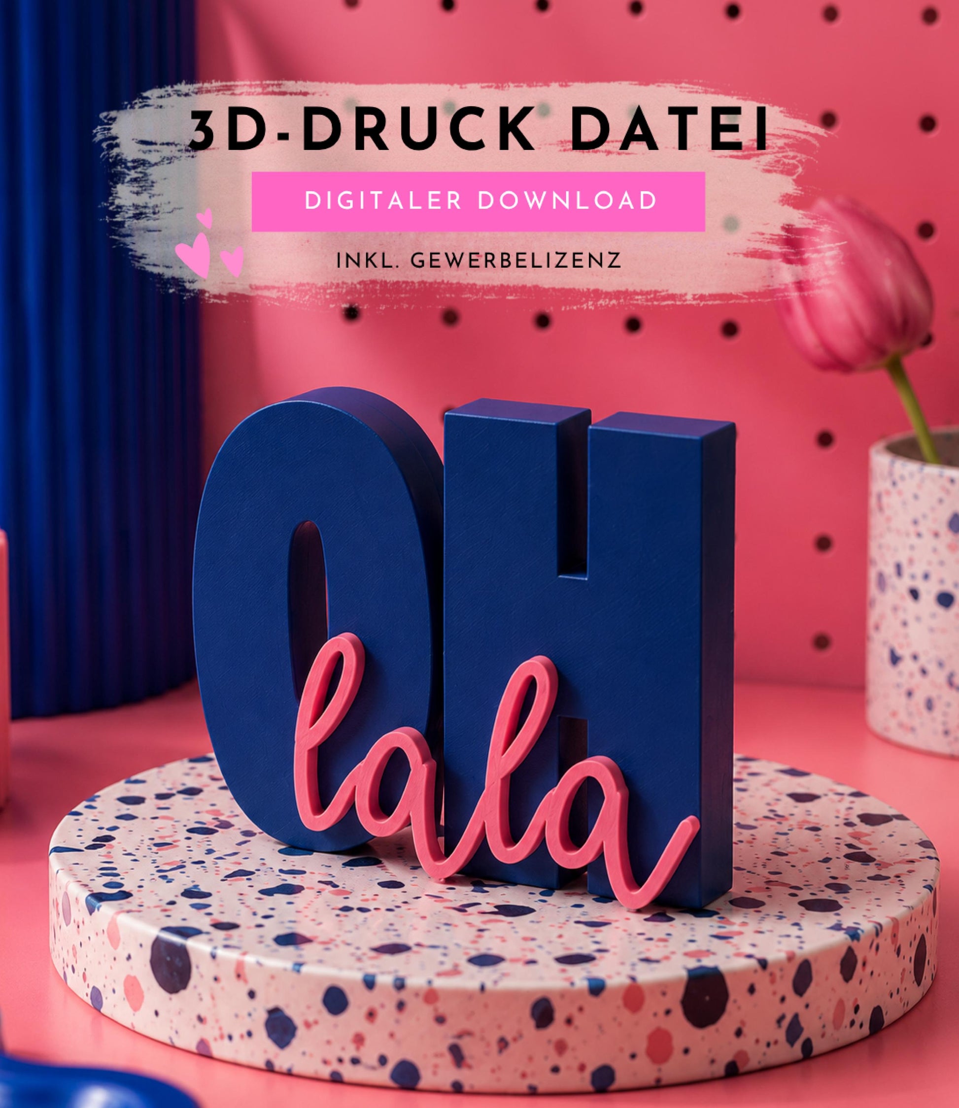 OH LALA - 3D Druckdatei STL zum Selberdrucken | Deko Schriftzug für moderne Einrichtung | inkl. unbegrenzter Gewerbelizenz