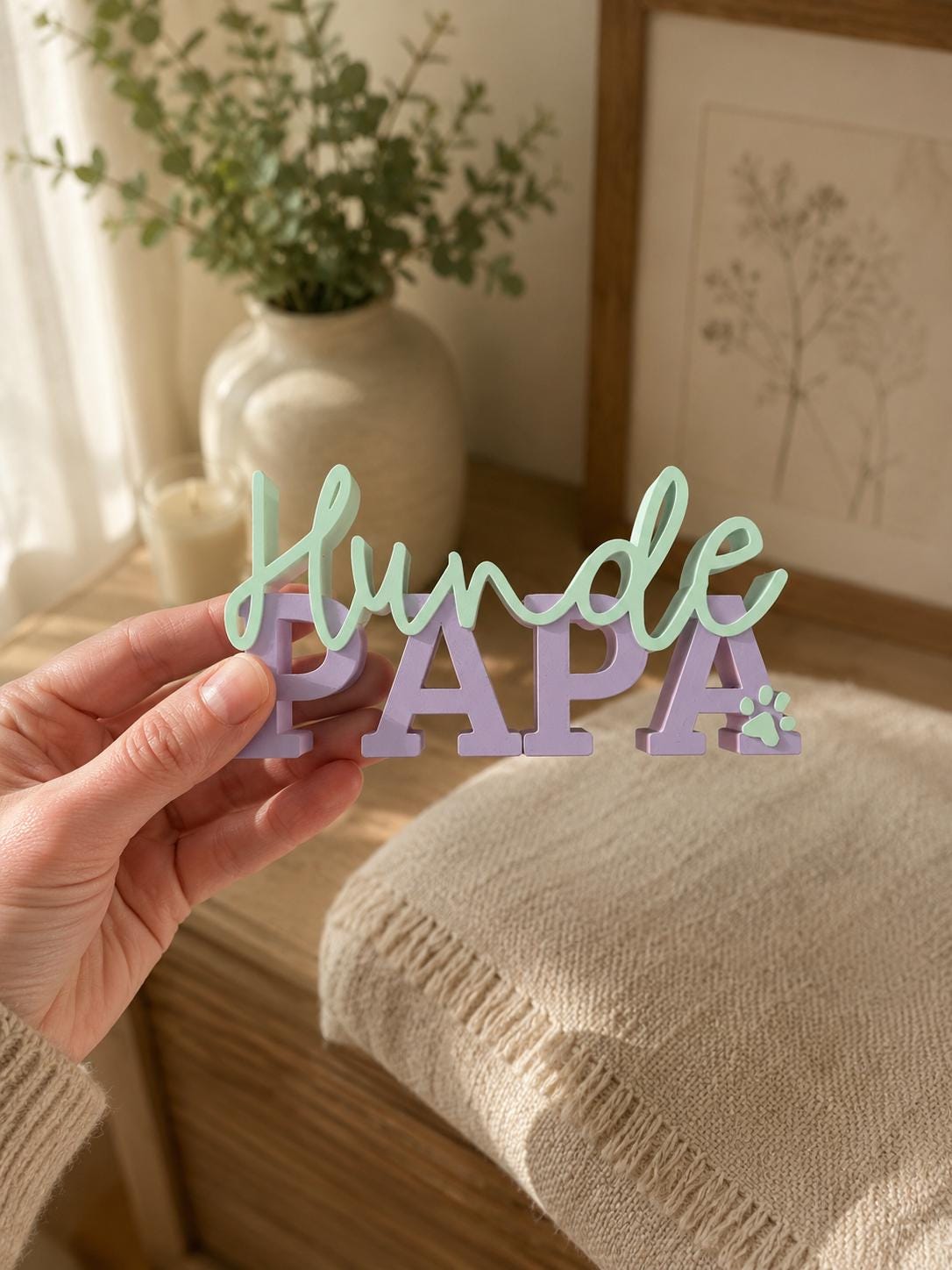 Hundepapa STL Datei | 3D Druck Schriftzug mit Pfote | Hundehalter Geschenk | Dog Dad Pfoten Deko | inkl. unbegrenzter Gewerbelizenz