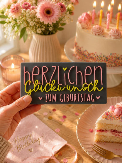 3D Datei Herzlichen Glückwunsch zum Geburtstag STL & 3MF Datei | Geburtstagsgeschenk 3D Druck | inkl. unbegrenzter Gewerbelizenz