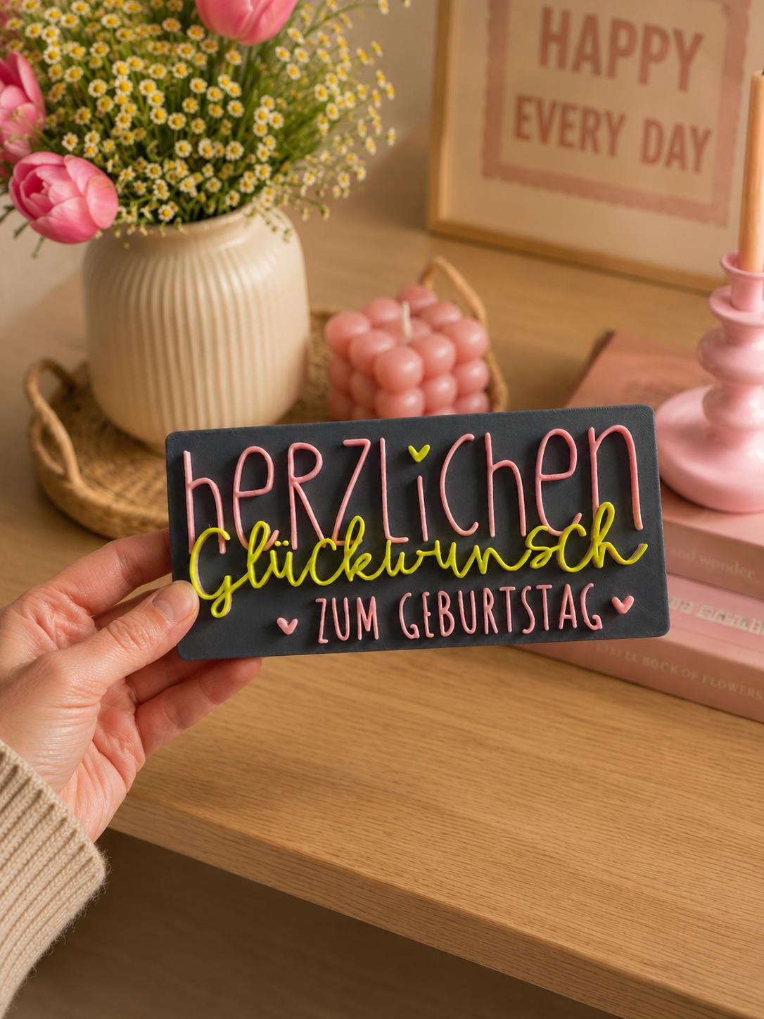 3D Datei Herzlichen Glückwunsch zum Geburtstag STL & 3MF Datei | Geburtstagsgeschenk 3D Druck | inkl. unbegrenzter Gewerbelizenz