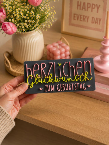 3D Datei Herzlichen Glückwunsch zum Geburtstag STL & 3MF Datei | Geburtstagsgeschenk 3D Druck | inkl. unbegrenzter Gewerbelizenz