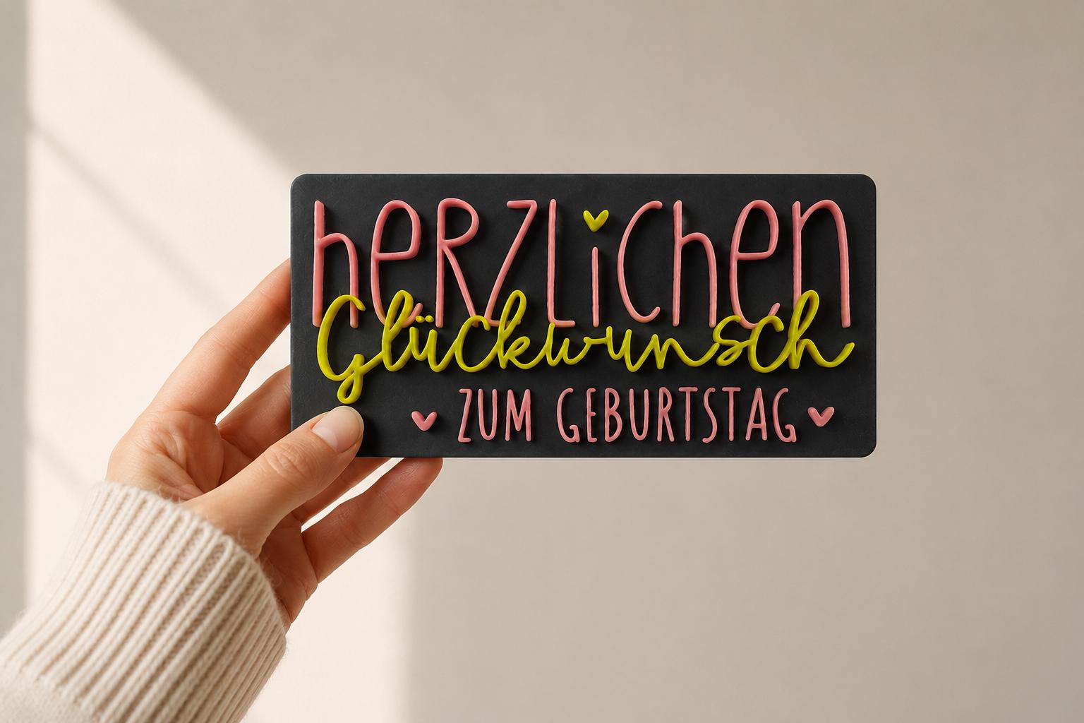 3D Datei Herzlichen Glückwunsch zum Geburtstag STL & 3MF Datei | Geburtstagsgeschenk 3D Druck | inkl. unbegrenzter Gewerbelizenz