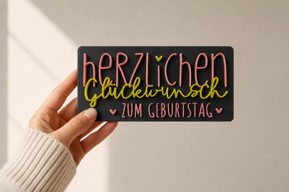 3D Datei Herzlichen Glückwunsch zum Geburtstag STL & 3MF Datei | Geburtstagsgeschenk 3D Druck | inkl. unbegrenzter Gewerbelizenz