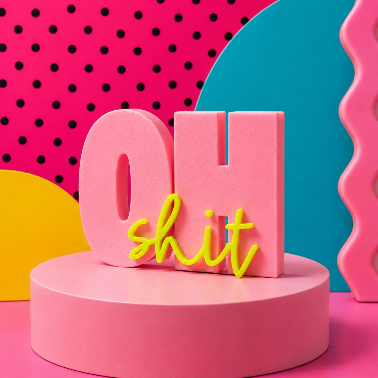 OH SHIT - 3D Druckdatei STL zum Selberdrucken | Deko Schriftzug für moderne Einrichtung | inkl. unbegrenzter Gewerbelizenz