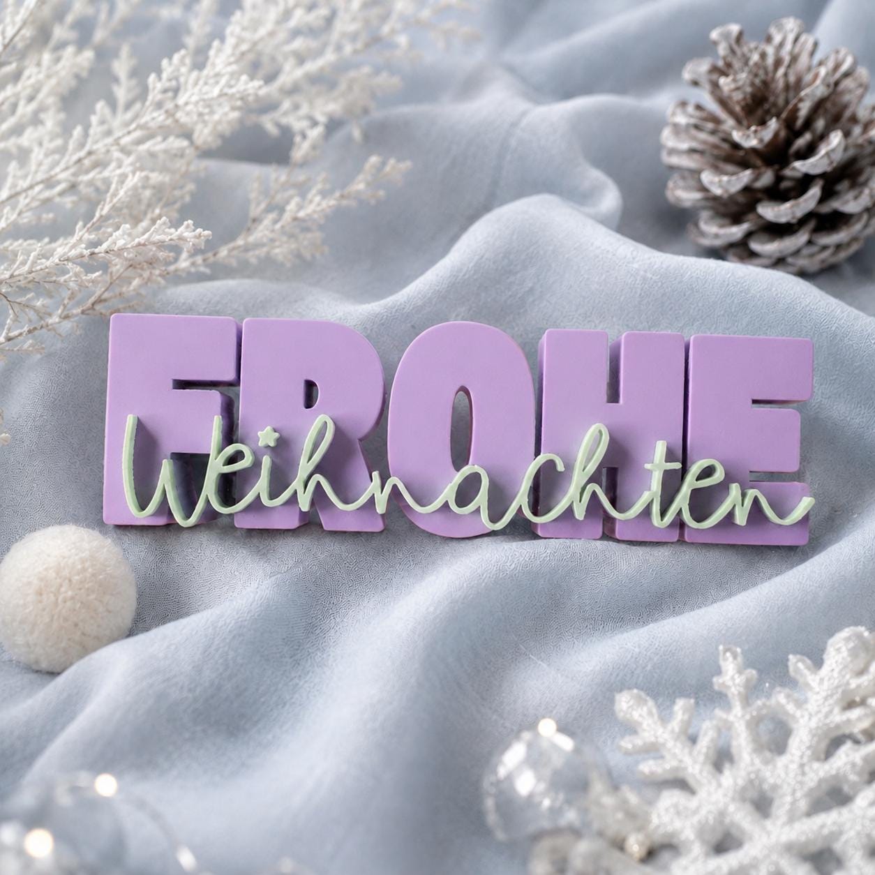 3MF Frohe Weihnachten 3D-Druckdatei STL | Weihnachtsdeko Schriftzug zum Drucken für Weihnachtsmärkte etc. | inkl. unbegrenzter Gewerbelizenz