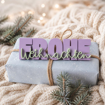 3MF Frohe Weihnachten 3D-Druckdatei STL | Weihnachtsdeko Schriftzug zum Drucken für Weihnachtsmärkte etc. | inkl. unbegrenzter Gewerbelizenz