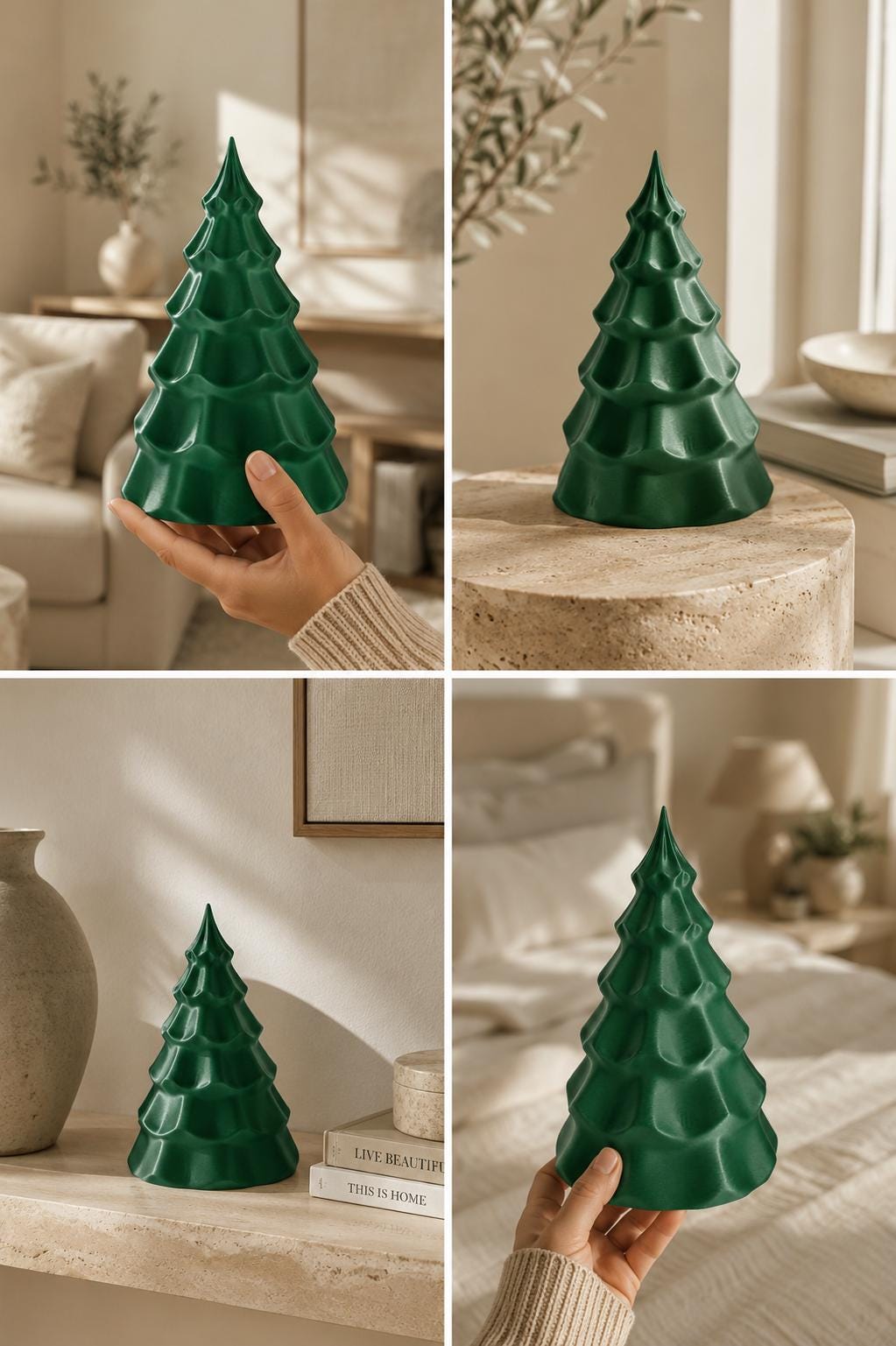 3D Weihnachtsbaum Deko – handgefertigte Tannenbaum-Dekoration groß und klein – festliche, grüne Adventsdeko für Weihnachten als Geschenkidee