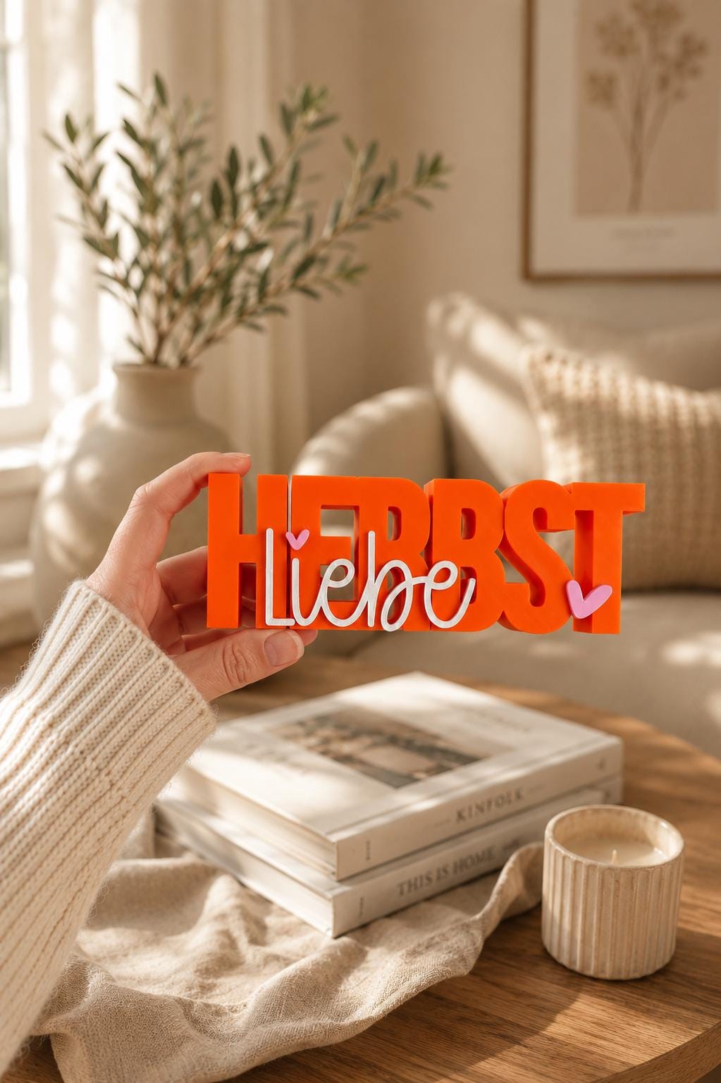 3MF Herbstliebe – Herbst Schriftzug 3D-Druckdatei STL | Herbstdekoration zum Drucken | Digital Download inkl. unbegrenzter Gewerbelizenz