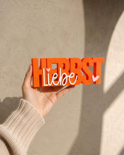3MF Herbstliebe – Herbst Schriftzug 3D-Druckdatei STL | Herbstdekoration zum Drucken | Digital Download inkl. unbegrenzter Gewerbelizenz