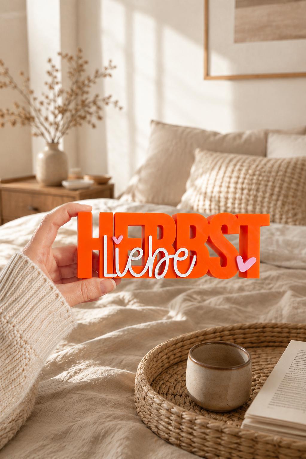 3MF Herbstliebe – Herbst Schriftzug 3D-Druckdatei STL | Herbstdekoration zum Drucken | Digital Download inkl. unbegrenzter Gewerbelizenz
