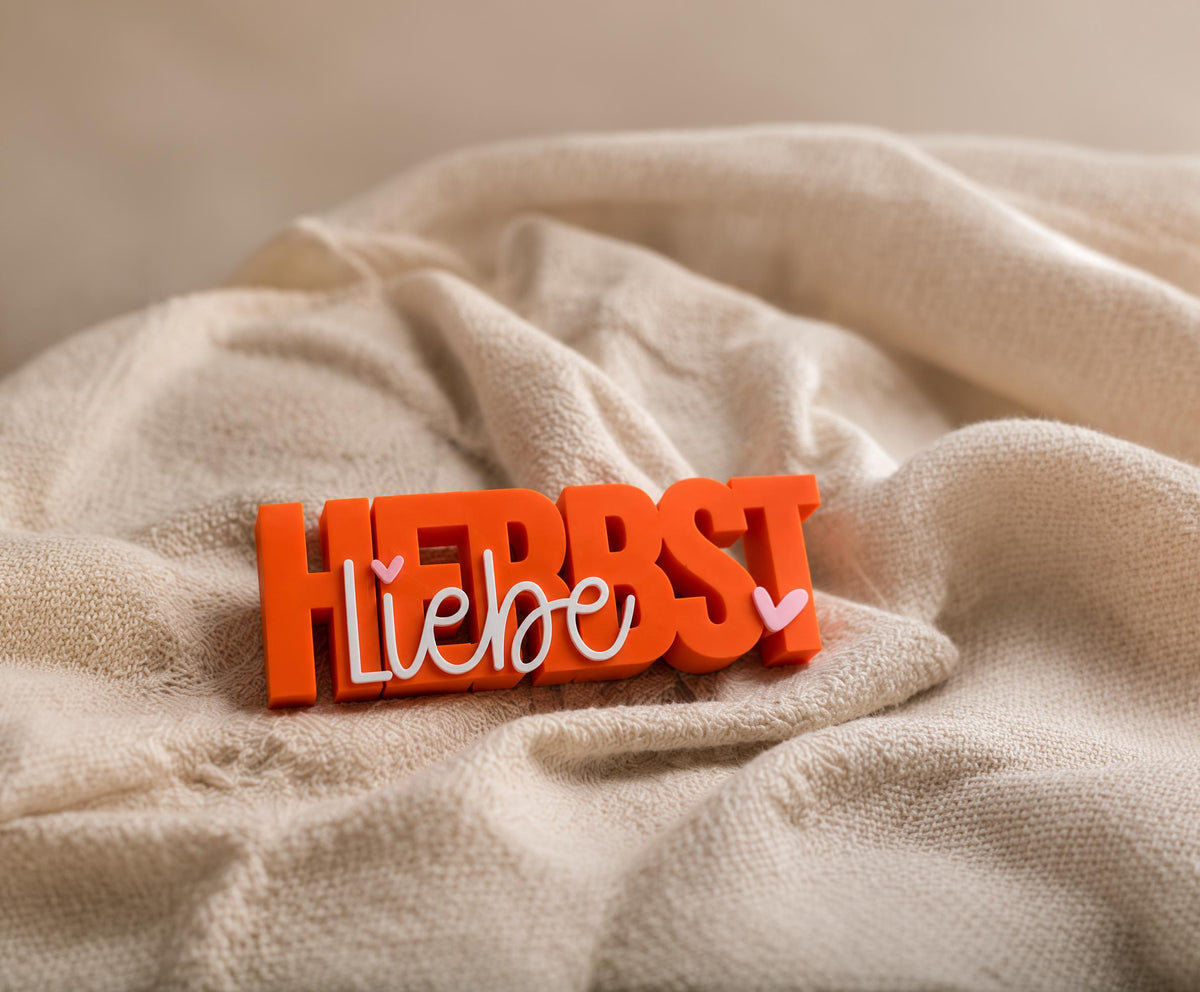 3MF Herbstliebe – Herbst Schriftzug 3D-Druckdatei STL | Herbstdekoration zum Drucken | Digital Download inkl. unbegrenzter Gewerbelizenz