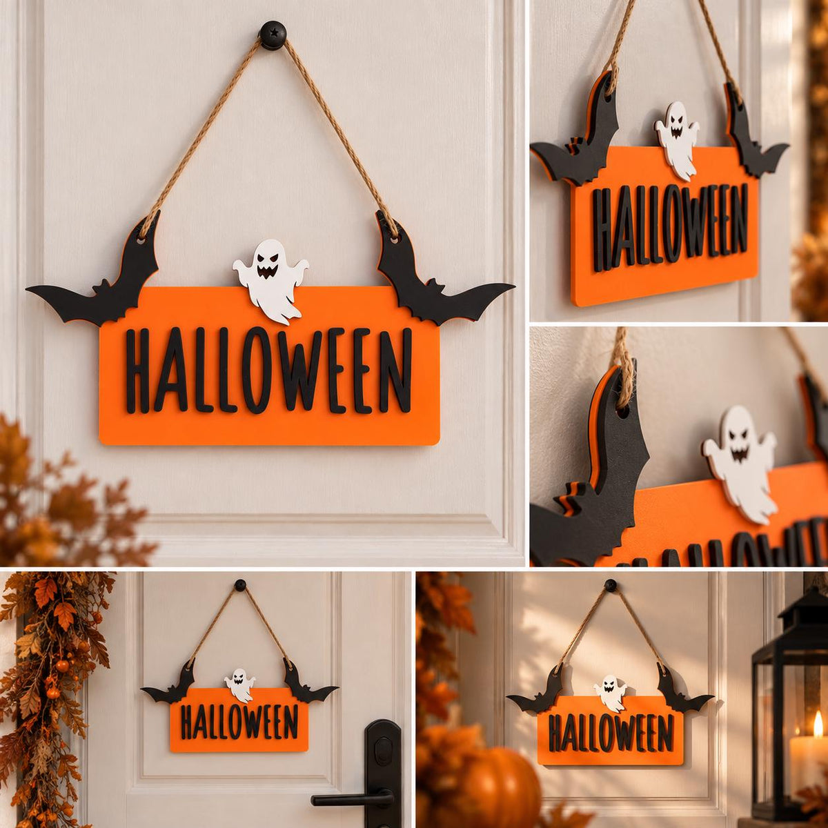 3MF 3D-Druckdatei Halloween Türschild STL | Fledermaus Geist Deko | Türhänger Digital Download inkl. Gewerbelizenz | Gruseldeko | Herbstdeko