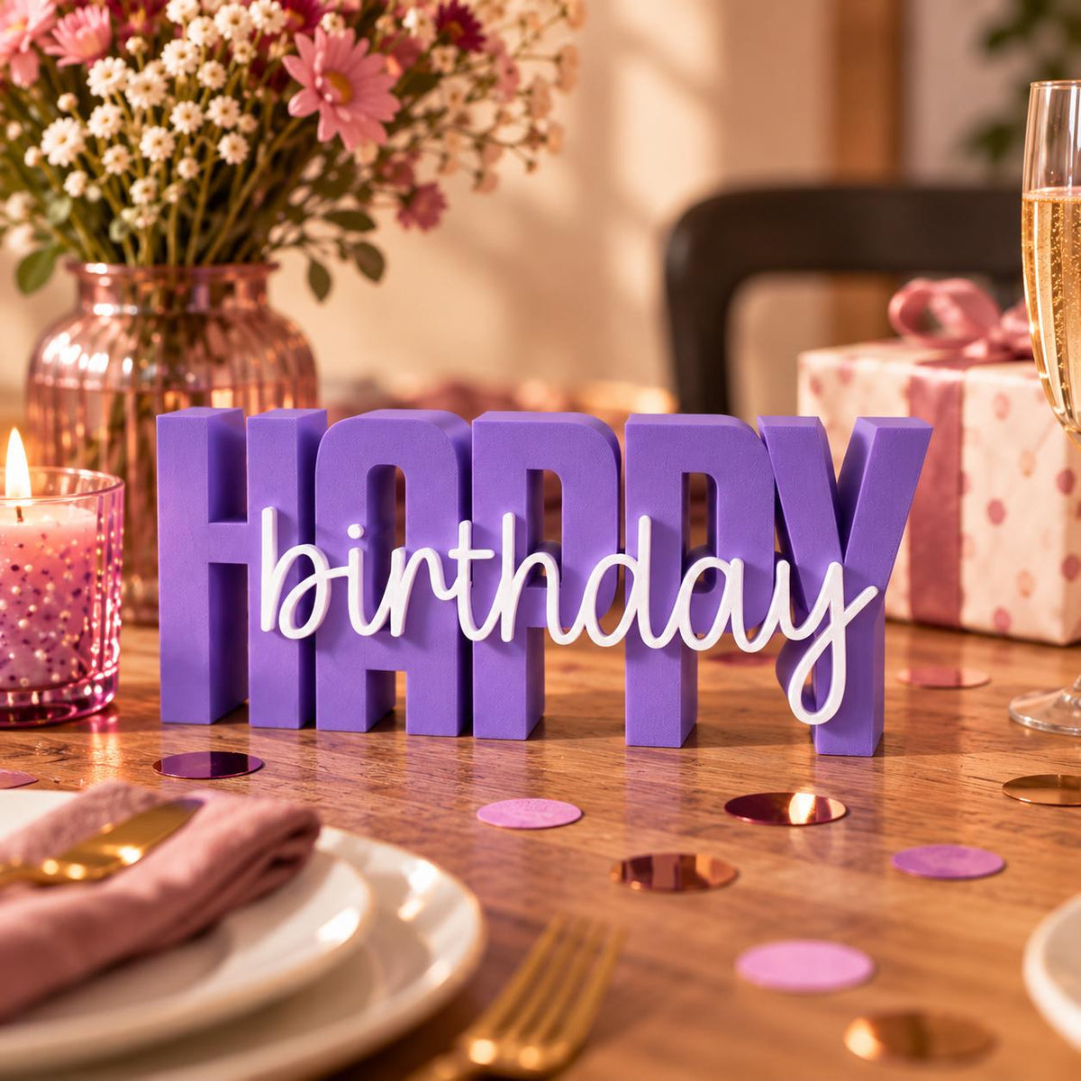 3MF 3D-Druckdatei Happy Birthday STL | Geburtstagsdeko Aufsteller | Party Zubehör Digital Download inkl. unbegrenzter Gewerbelizenz | Feier