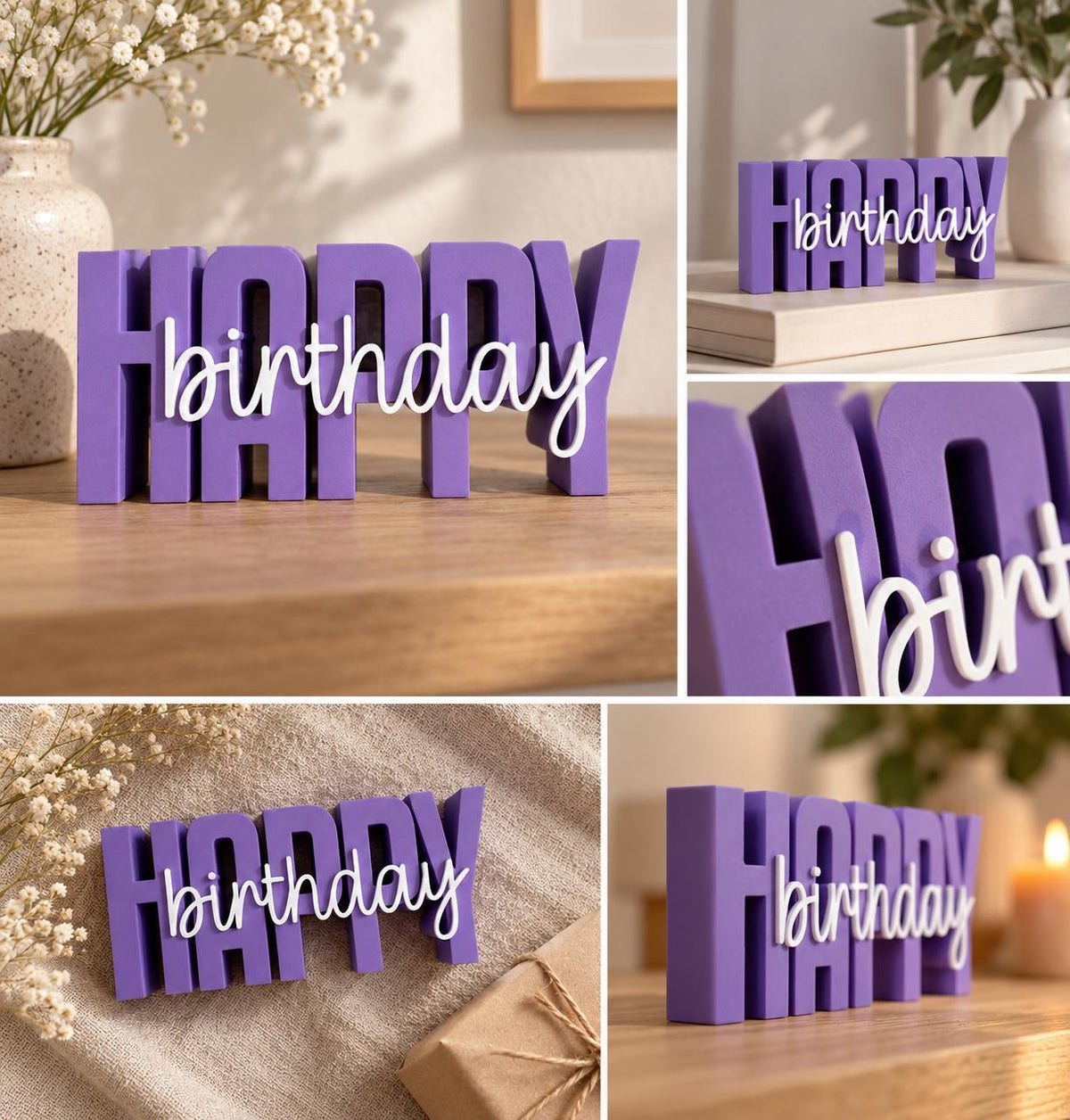 3MF 3D-Druckdatei Happy Birthday STL | Geburtstagsdeko Aufsteller | Party Zubehör Digital Download inkl. unbegrenzter Gewerbelizenz | Feier