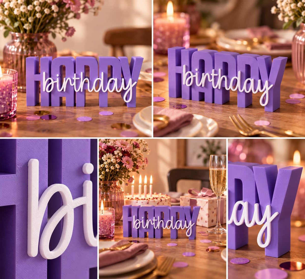 3MF 3D-Druckdatei Happy Birthday STL | Geburtstagsdeko Aufsteller | Party Zubehör Digital Download inkl. unbegrenzter Gewerbelizenz | Feier