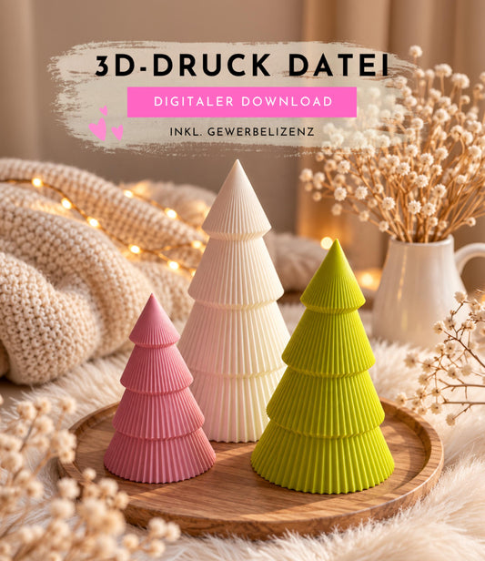 3D-Druckdatei Scandi Weihnachtsbaum STL | 3MF Tannenbaum Deko, hohl & materialsparend, skalierbar | Digital Download inkl. Gewerbelizenz