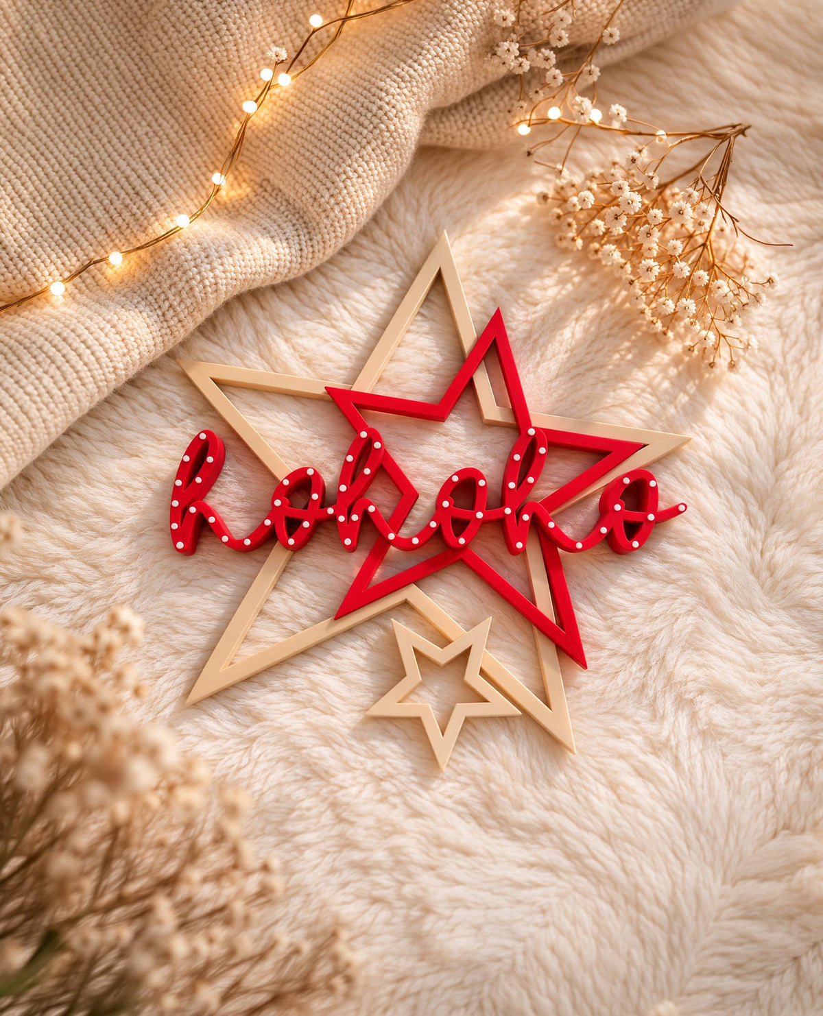 Hohoho 3MF 3D-Druckdatei STL | Weihnachtsdeko Schriftzug gepunktet & glatt | Digital Download inkl. unbegrenzter Gewerbelizenz | Xmas Deko