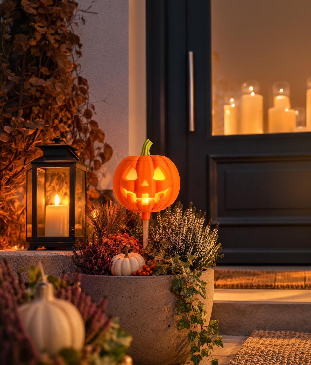 3MF 3D-Druckdatei Halloween Kürbis Gartenfackel | LED Licht, Bambu Lab, 3 Holzstab Aufsätze inkl. unbegrenzter Gewerbelizenz | Gruseldeko