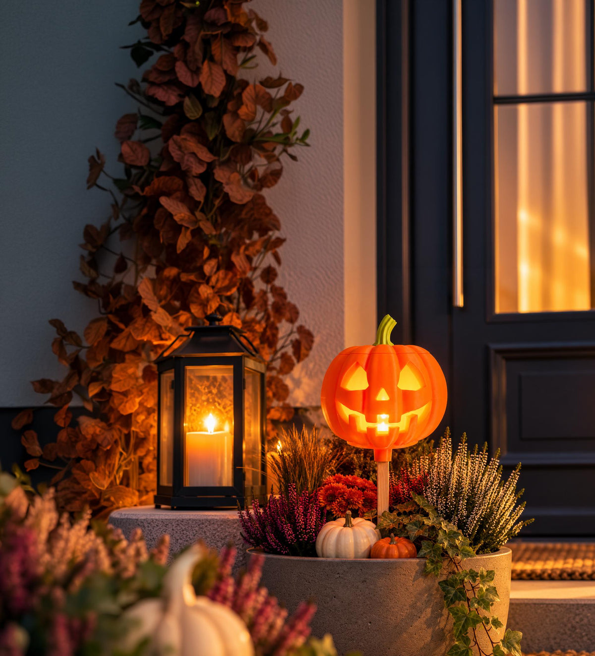 3MF 3D-Druckdatei Halloween Kürbis Gartenfackel | LED Licht, Bambu Lab, 3 Holzstab Aufsätze inkl. unbegrenzter Gewerbelizenz | Gruseldeko