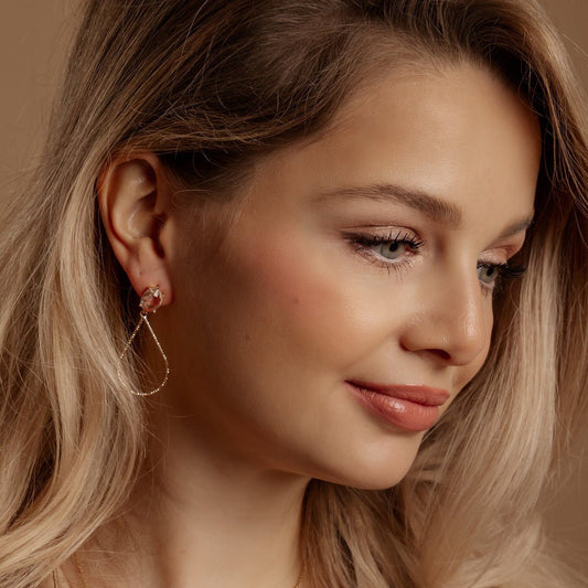 Kristallglas Brautschmuck - Ohrringe "Anni" gold - Feenmanufaktur