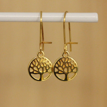 Lebensbaum - Ohrringe in gold *handgefertigte Ohrhänger* boho Lebensbaum edle goldene Ohrringe - perfekt als Weihnachtsgeschenk - Feenmanufaktur